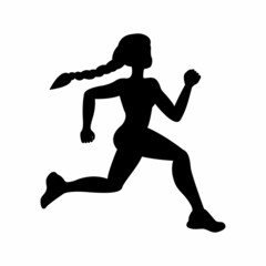 Fototapeta na wymiar Silhouette of a Running Girl. vector illustration