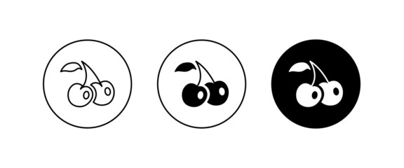 cherry line icon, vector fruit illustration, fresh healthy sweet cherries symbol, logo, illustration, editable stroke, flat design style isolated on white