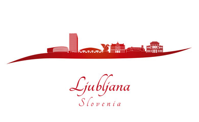 Ljubljana skyline in red