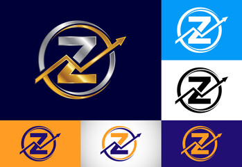 Initial Z  monogram alphabet symbol design incorporated with the arrow. Financial or success logo concept. Logo for accounting business and company identity