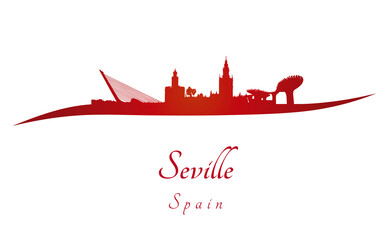 Naklejka premium Seville skyline in red