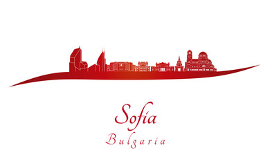 Sofia skyline in red - obrazy, fototapety, plakaty