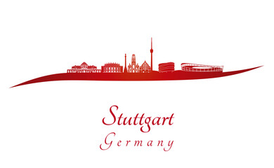 Stuttgart skyline in red - obrazy, fototapety, plakaty