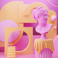 Venus gipsum head on a abstraсt  futuristic background. 3d image. © stasnds