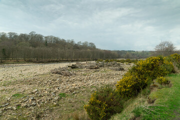 Fototapeta na wymiar The changing course of the River South Tyne in Northumberland, due to flooding and erosion