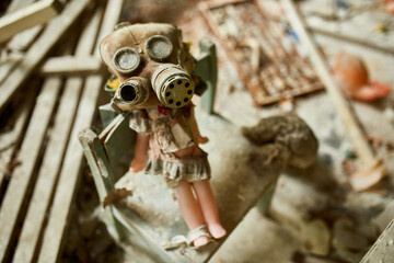 Broken, destroyd, abandoned kindergarten in Chernobyl Exclusion Zone