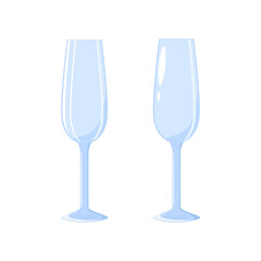 Realistic empty glasse for champagne or wine. Vector illustration
