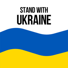 Waving flag of Ukraine on flagpole. Template for independence day poster design. Stand with Ukraine. Vector