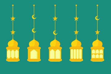 Set of lantern. Islamic holiday. Ramadhan Kareem