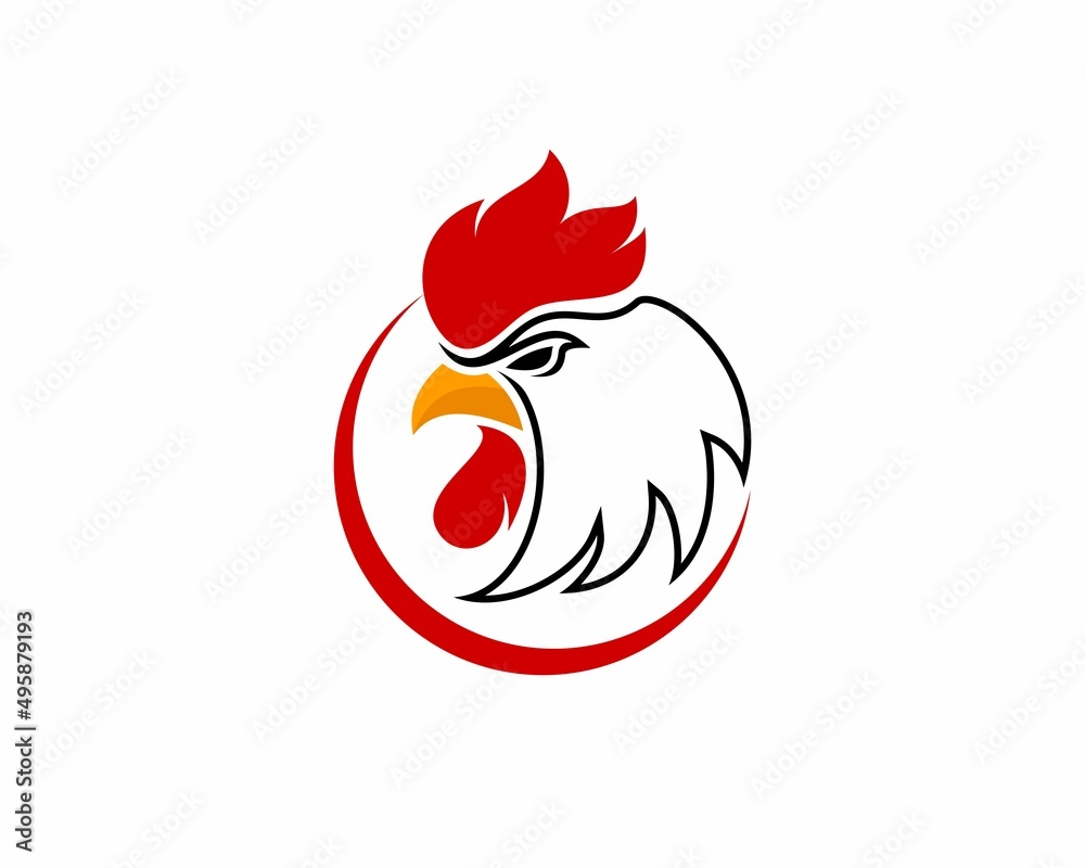 Canvas Prints rooster head in the circle logo