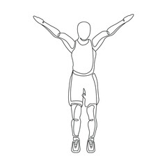 Standing Arm circles exercise,  Rotation arms, Sport exersice, workout fitness, Man doing exercise with Arm Circles posture Vector line art Illustration