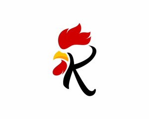 K Letter with rooster head logo © Jefry Maviskho