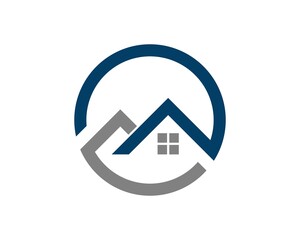 Circle shape with two simple house inside