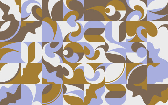 Fototapeta Decorative Abstract Artwork Inspired by Mid Century Graphics Design Made With Vector Geometric Shapes and Forms