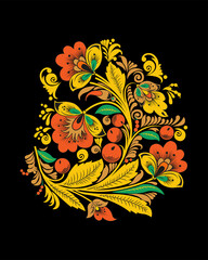 Easter card egg in Khokhloma folk craft style 