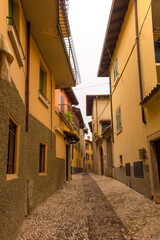 A quiet street in winter in the small town of Malcesine on the north shore of lake Garda, Verona Province, Veneto, north east, Italy
