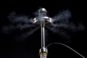 hookah close-up with smoke on a dark background