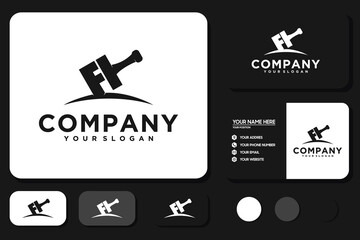 initial FH logo with hammer concept, creative logo inspiration for your business.
