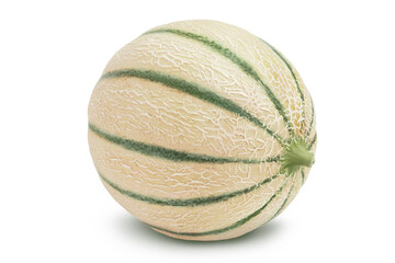 Cantaloupe melon isolated on white background with clipping path and full depth of field