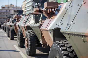 M1117 Guardian Armored Security Vehicle ASV, Military parade. War weapon, close up. - obrazy, fototapety, plakaty