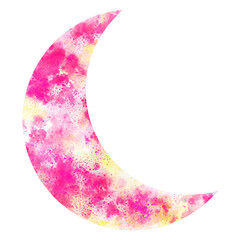 Colorful of Rose Moon watercolor painting on white background