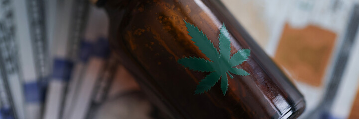 Glass bottle with cannabinoid oil