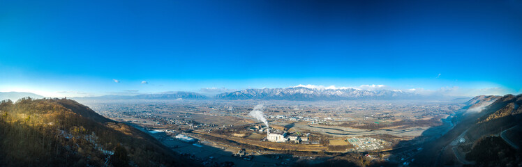 Panorama of mountains. Matsumoto Nagano Japan