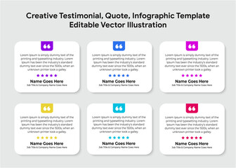 Creative Testimonial, Quote , Infographic, Banner Template Editable Vector Illustration - obrazy, fototapety, plakaty