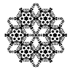  Set of circular geometric ornaments on white background. Template round mandalas for printing on fabric. Coloring page.
