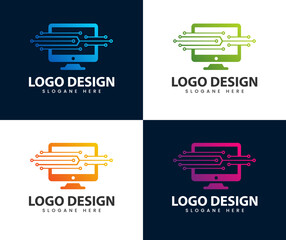 Computer Technology Logo template designs, computer Service logo template designs, Computer tech Idea logo design inspiration.