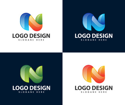 Modern Abstract N Logo Design. Abstract Icons For Letter N