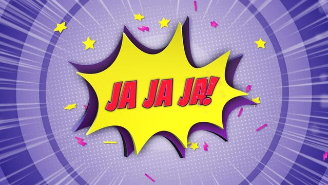 JA JA JA Comic Text and Speech Balloon Animation, with Alpha Matte, Loop
