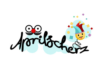 Translation: April fool's day. vector illustration. Suitable for greeting card, poster and banner.