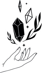 Celestial cristals with hand