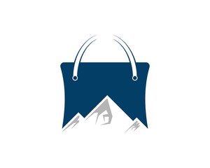 Shopping paper bag with abstract mountain inside