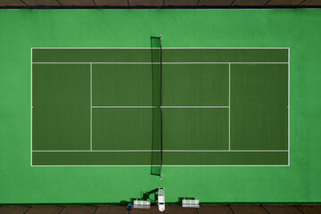 Aerial view of a tennis court