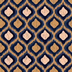 Ikat Oriental Boho Seamless Pattern for Textile and Wallpaper Design.