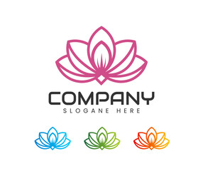 Lotus Flower Logo abstract Beauty Spa salon Cosmetics brand Linear style. Looped Leaves Logotype design vector Luxury Fashion template.