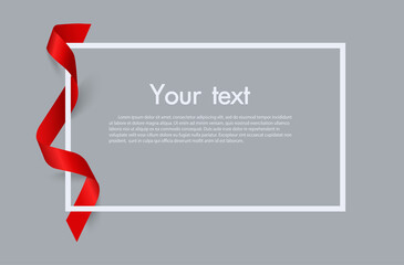 Frame and border of Red ribbon, template elements use for aniversary card , presentation or celebrate card ,Vector design