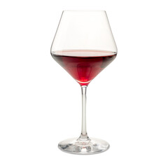 Goblet glass of red wine, glass for aged wine, isolated on white, clipping path