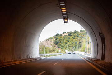 tunnel road in greece mountains