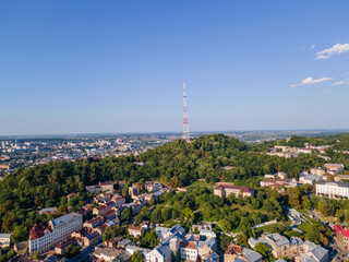 aerial view of summer Lviv city