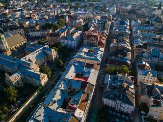 aerial view of summer Lviv city