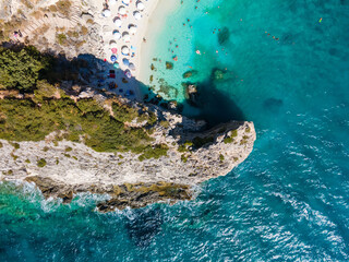 Fototapeta na wymiar view of Lefkada island beach with blue ionian sea water