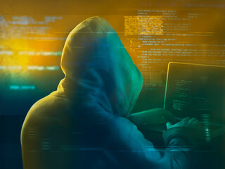 anonymous hackers in cyber war against Russia over Ukraine concept