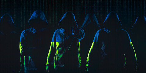 anonymous hackers in cyber war against Russia over Ukraine concept