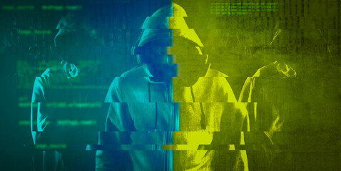 anonymous hackers in cyber war against Russia over Ukraine concept