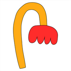 vector vintage rainbow hippie flower.Psychedelic isolated retro plant. Nostalgia funky and groovy era 60s,70s,80s.Tattoo template and element for prints.Kid core flower organic logo.Plotter silhouette