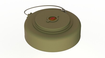 Anti tank mine 3D rendering isolated on white background