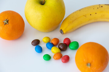 fruits and chocolate candy